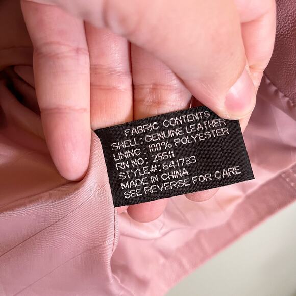 XOXO Jacket Womens M Genuine Leather Motorcycle Biker Snap Button Up Preppy Pink - Picture 10 of 10